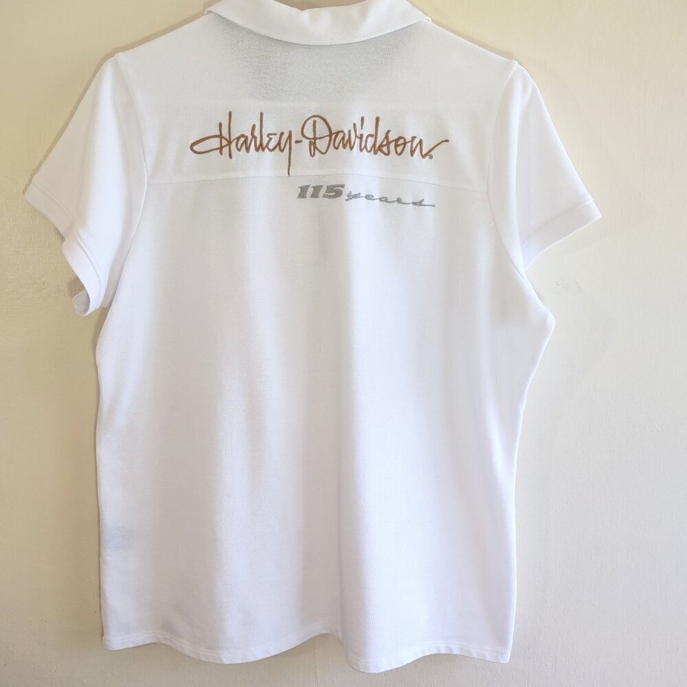 Harley-Davidson Women's Short Sleeve Polo Shirt 115 Year Anniversary Size Medium - Picture 5 of 8